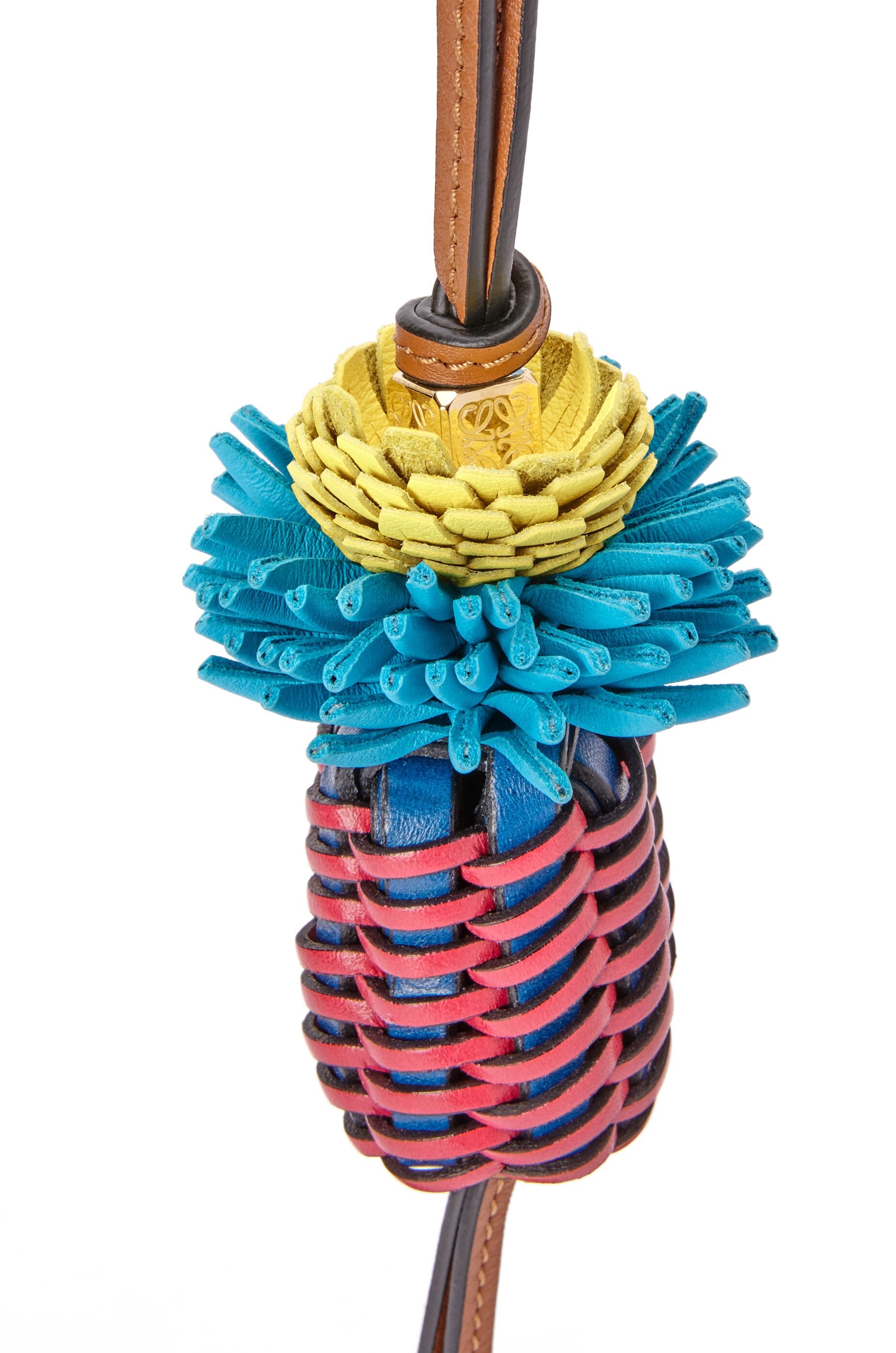 Woven cactus charm in box calf - 2