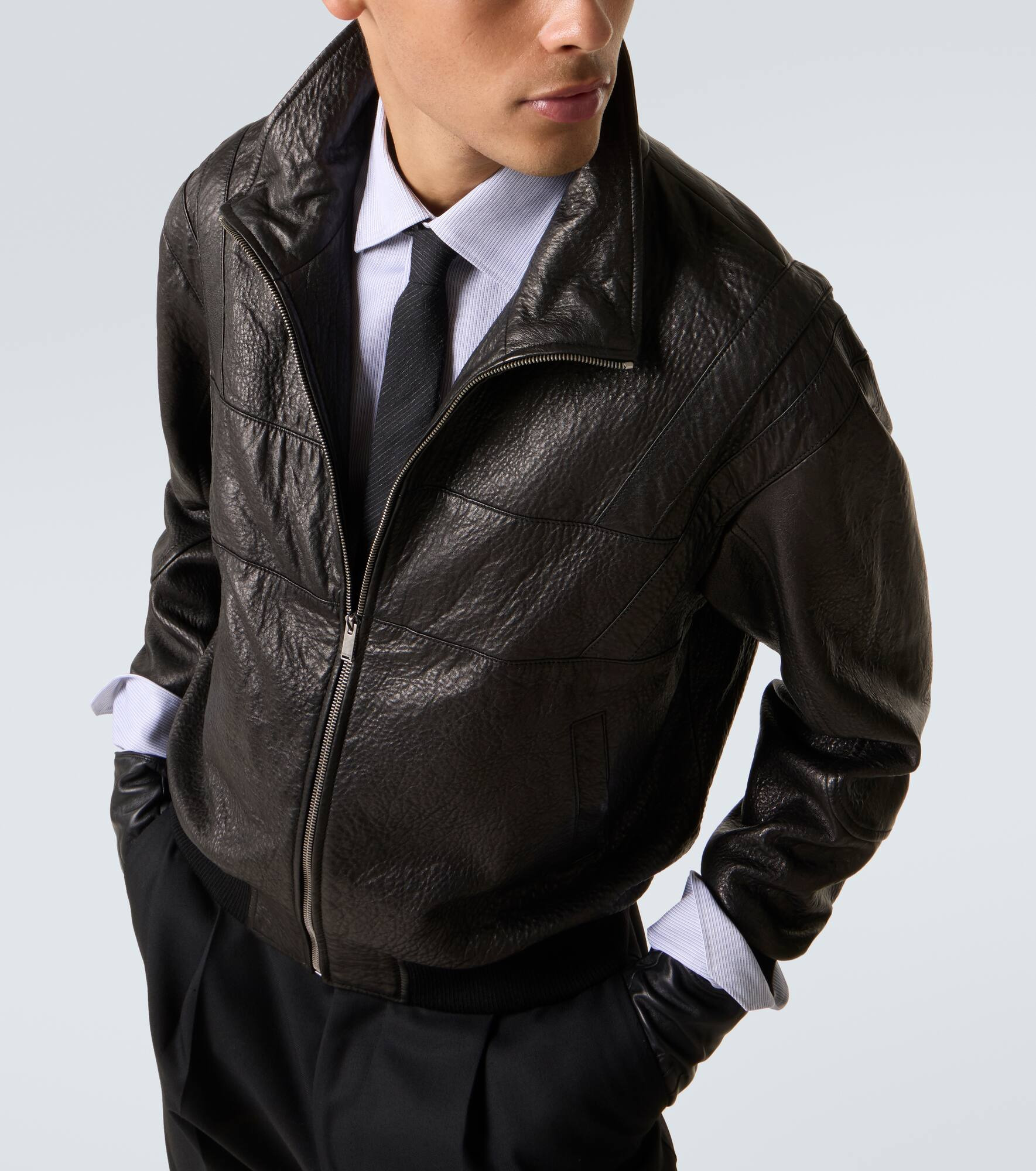 Leather bomber jacket - 6