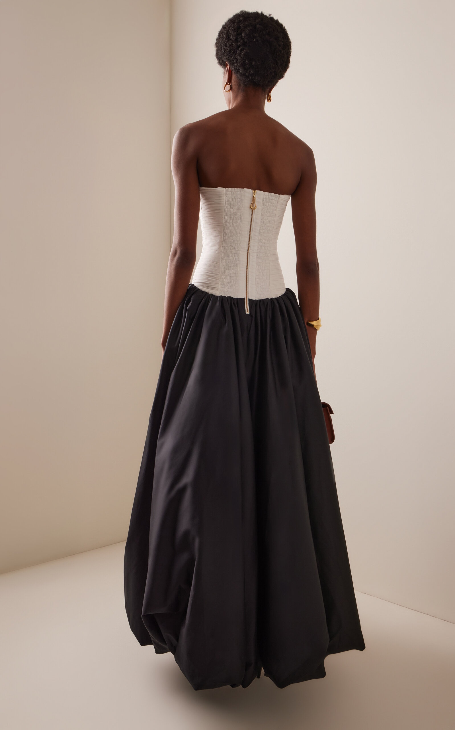 Violette Cotton Bubble-Hem Maxi Dress black/white - 4