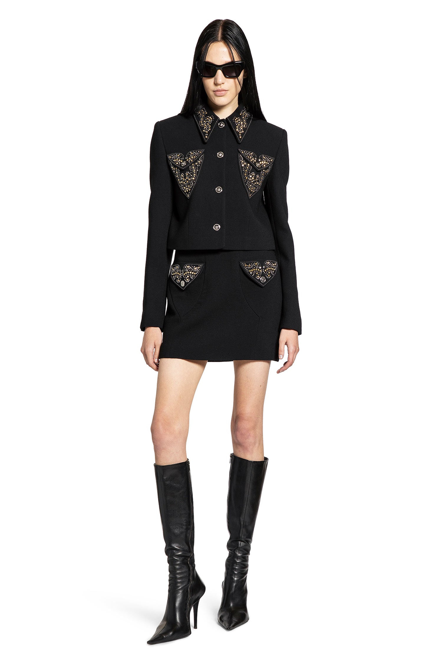 Studded Wool Crop Jacket - 6
