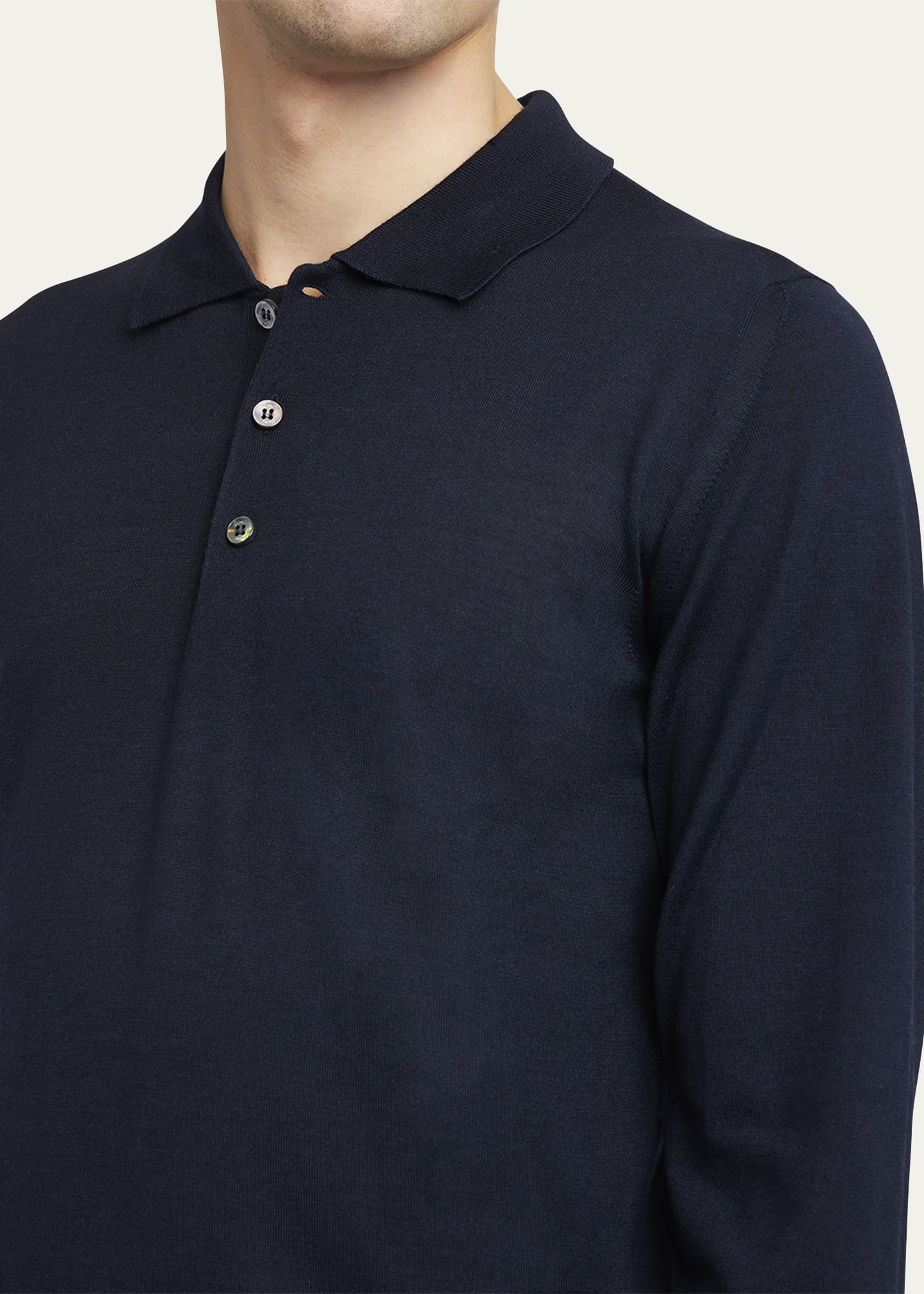 Men's Wool/Cashmere-Blend Long-Sleeve Polo Shirt - 5