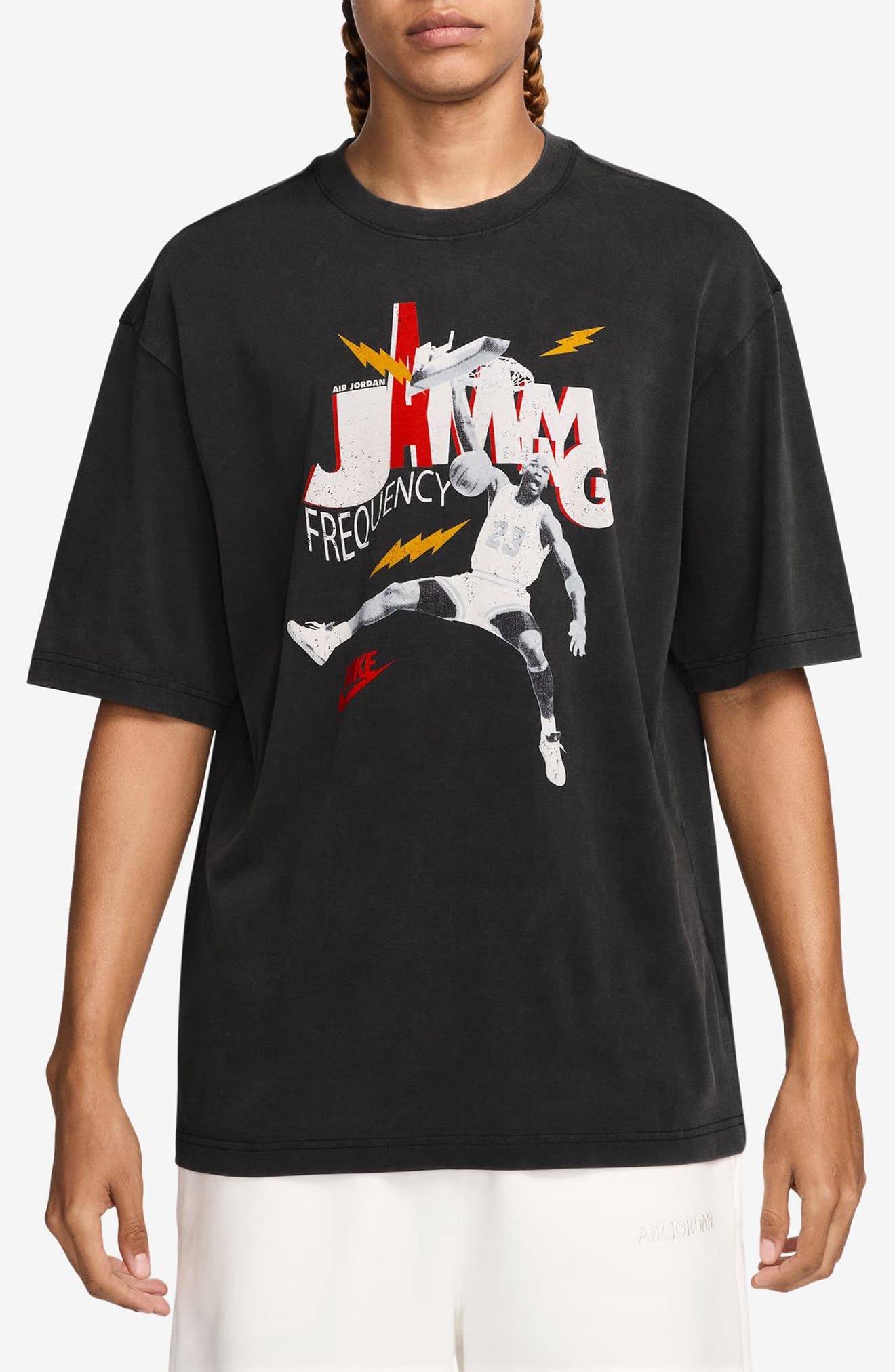 Jordan Jamming Frequency Oversize Graphic T-Shirt in Black/White at Nordstrom - 1