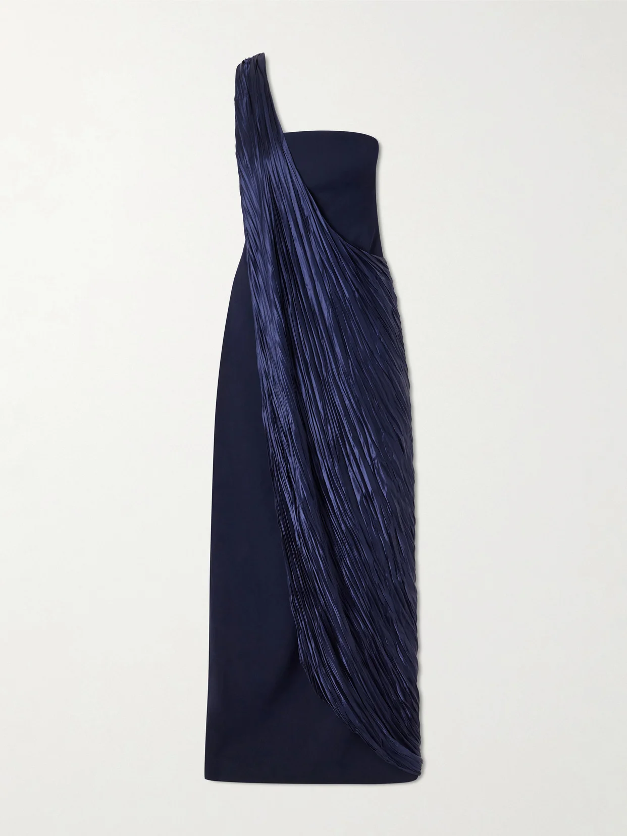 Strapless Pleated Satin-trimmed Crepe Gown - 1