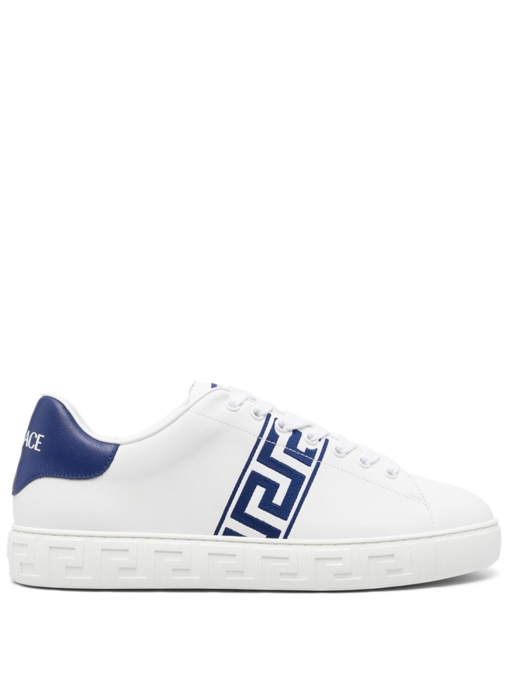 Greca-embroidery leather sneakers - 1