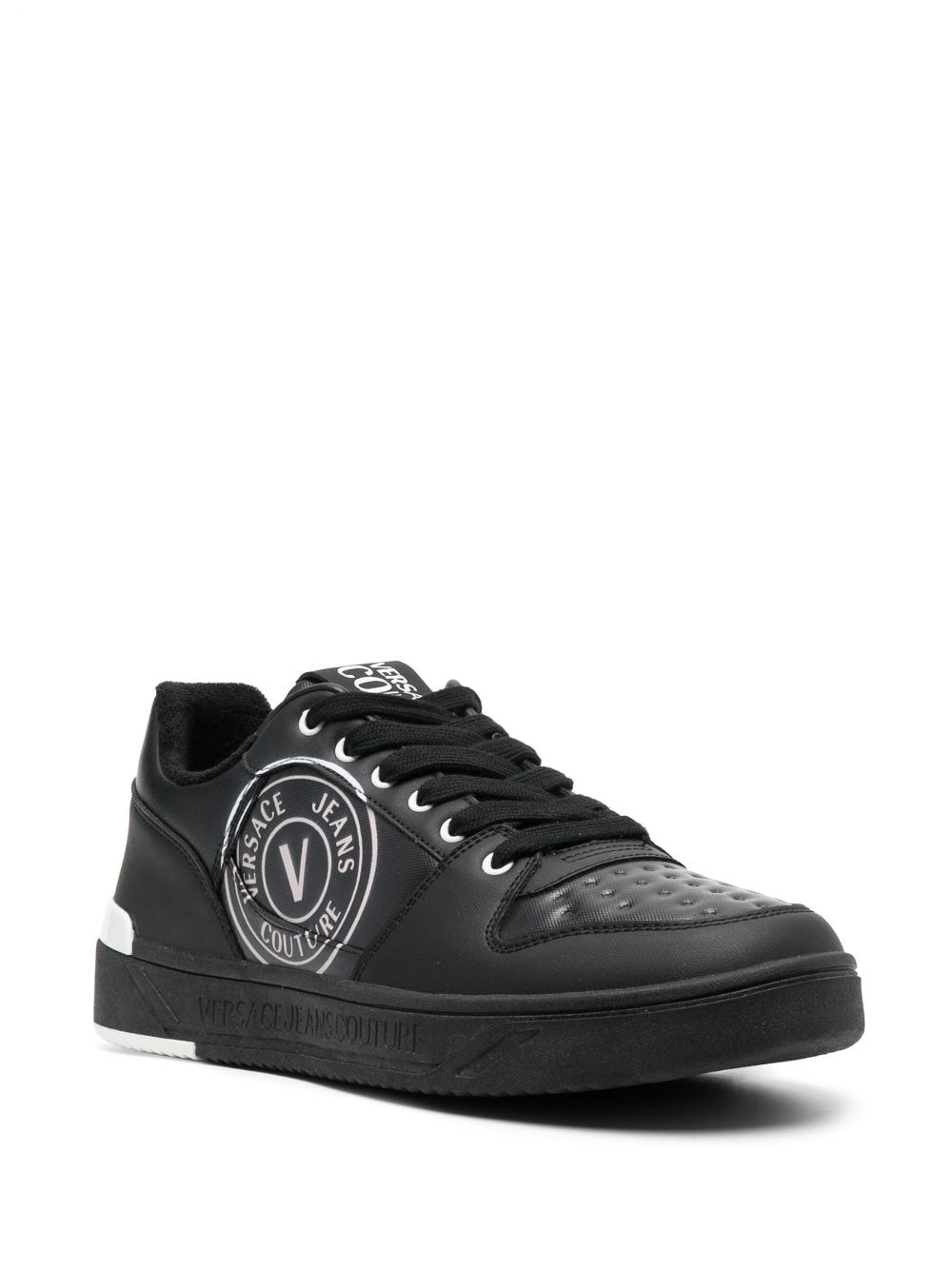 logo-embellished leather sneakers - 2