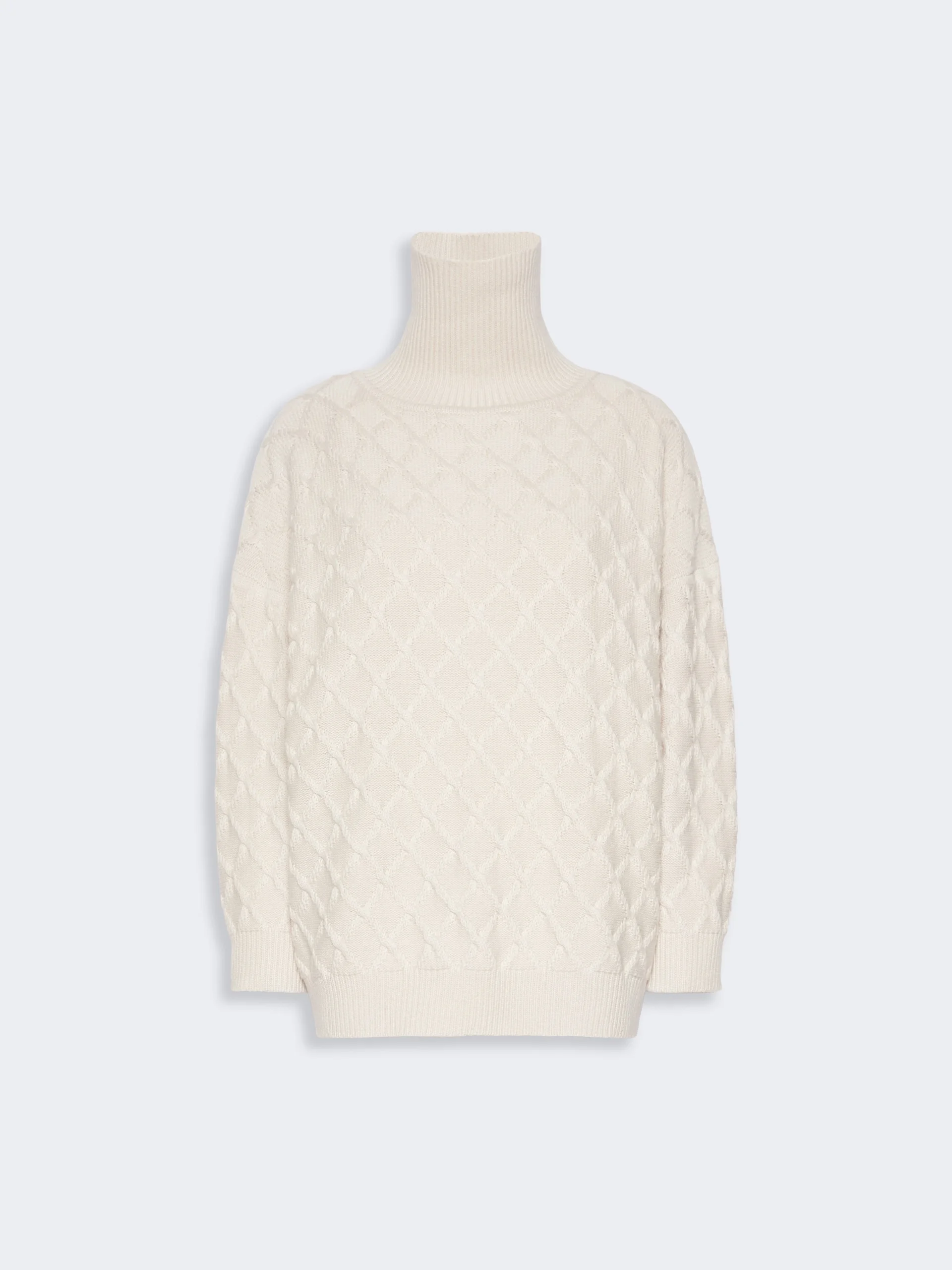 BAMBOLA Oversized diamond wool and cashmere sweater - BEIGE - 1