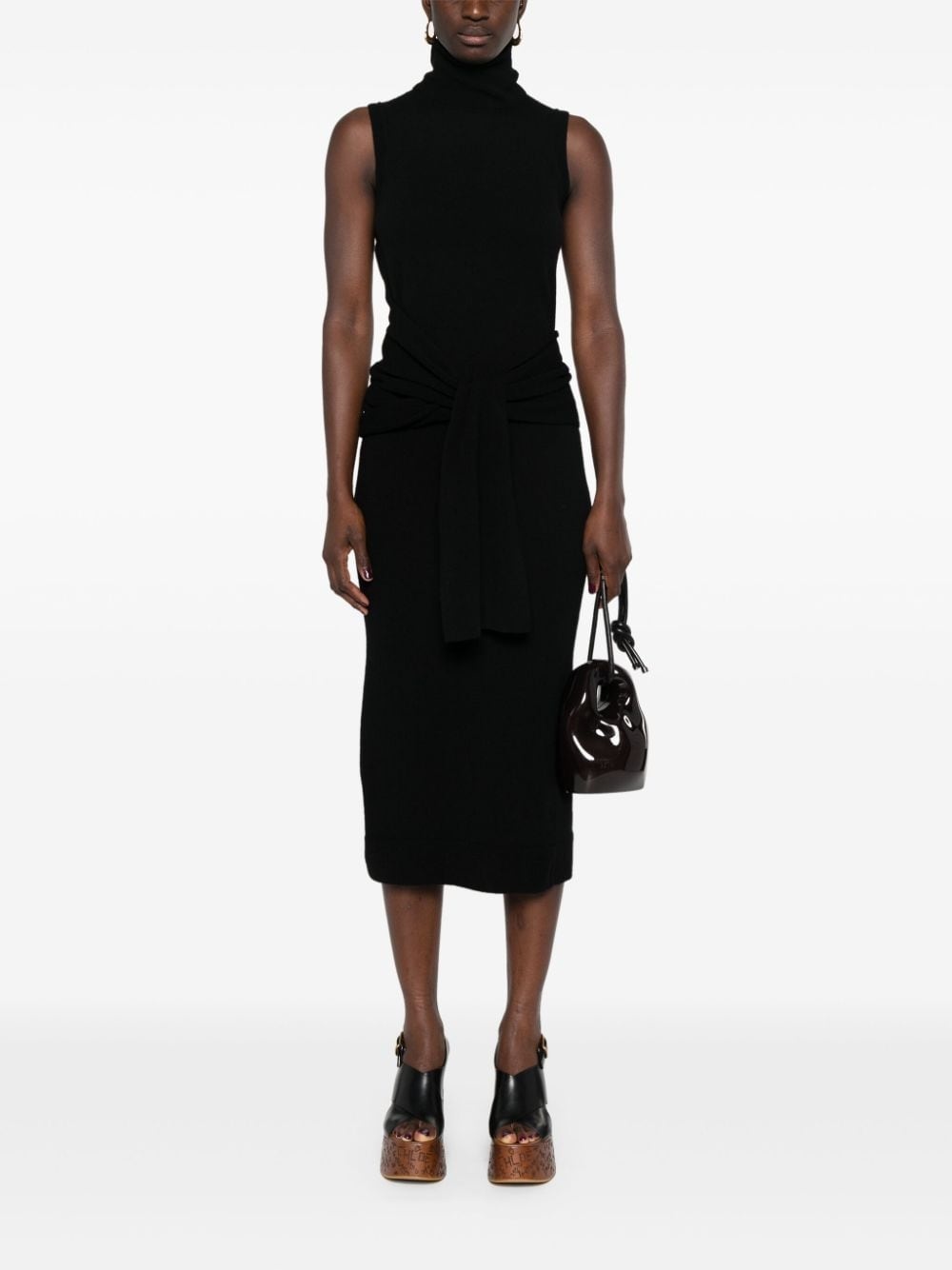 roll-neck knitted midi dress - 2