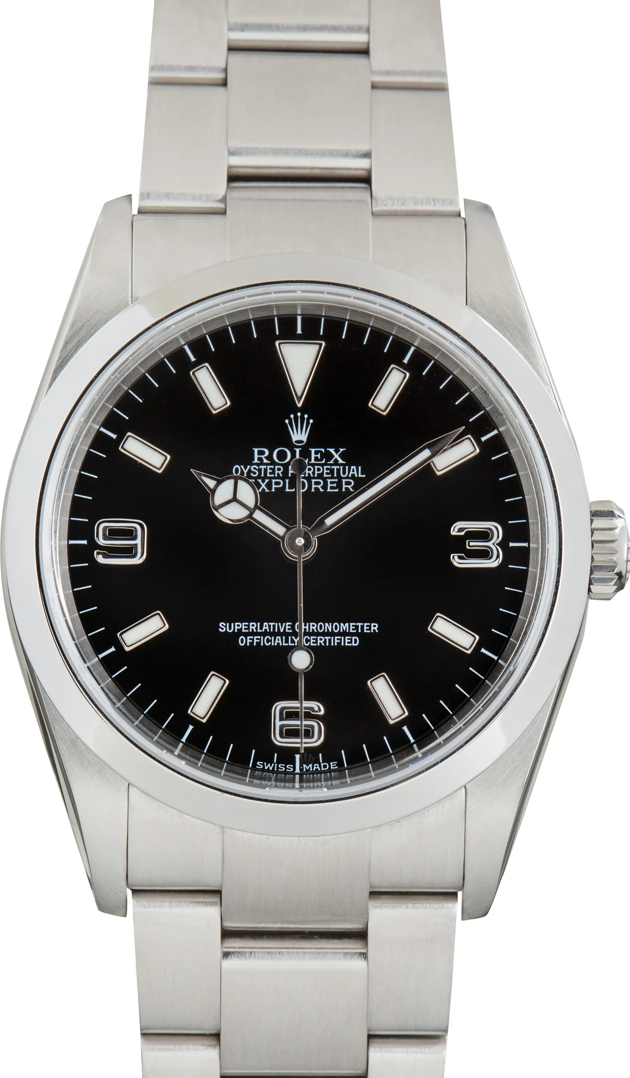 Pre-Owned Stainless Steel Rolex Explorer 36 Black Arabic Dial Ref 114270 - 1