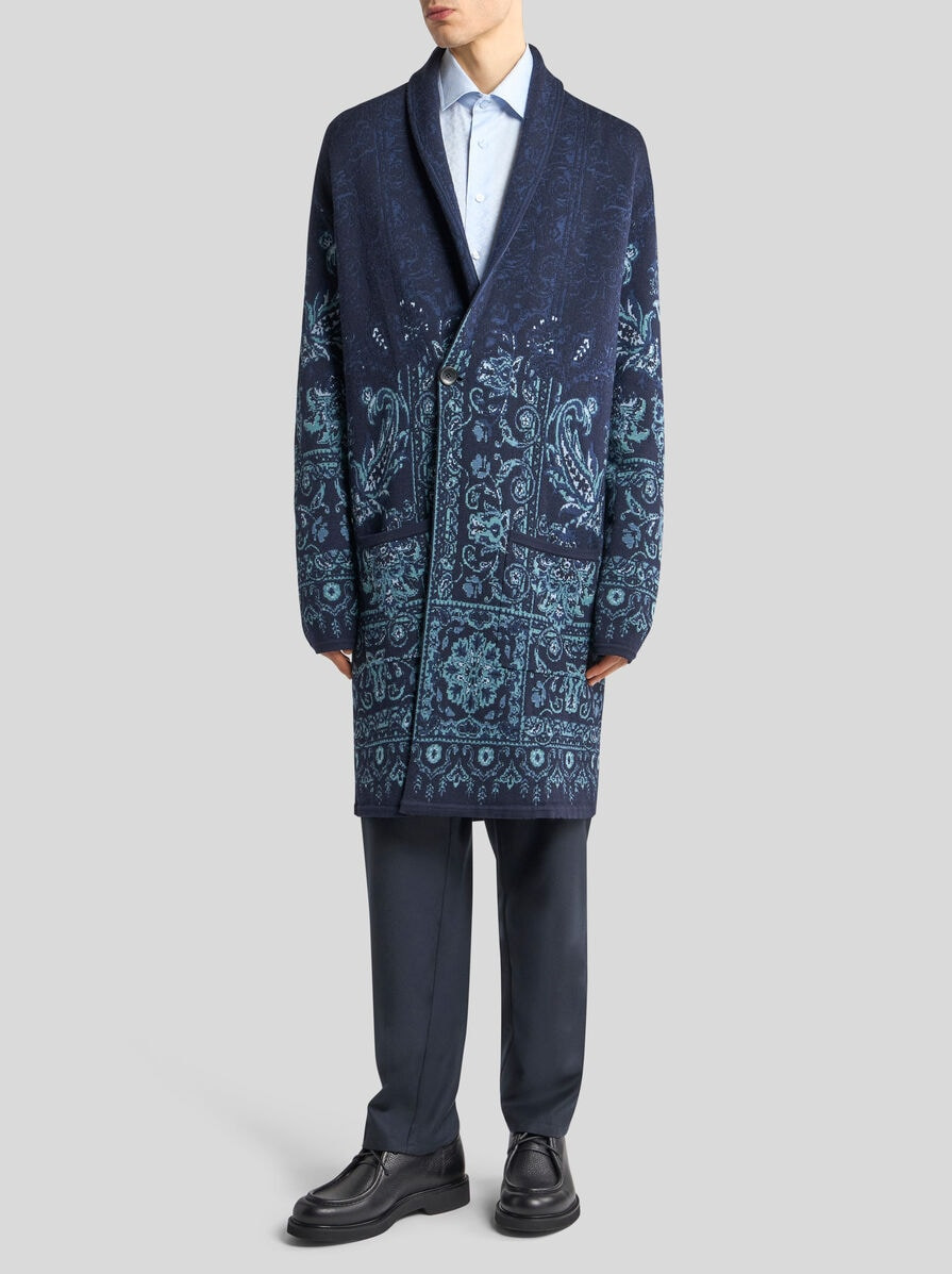 KNIT WOOL JACQUARD ROBE - 2