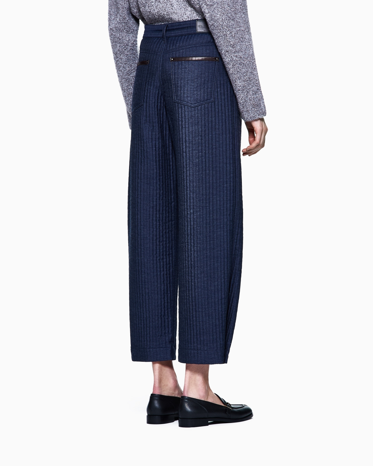 DENIM COLLECTION FIVE-POCKET TROUSERS IN VISCOSE, COTTON AND SILK WITH A QUILTED MOTIF - 3