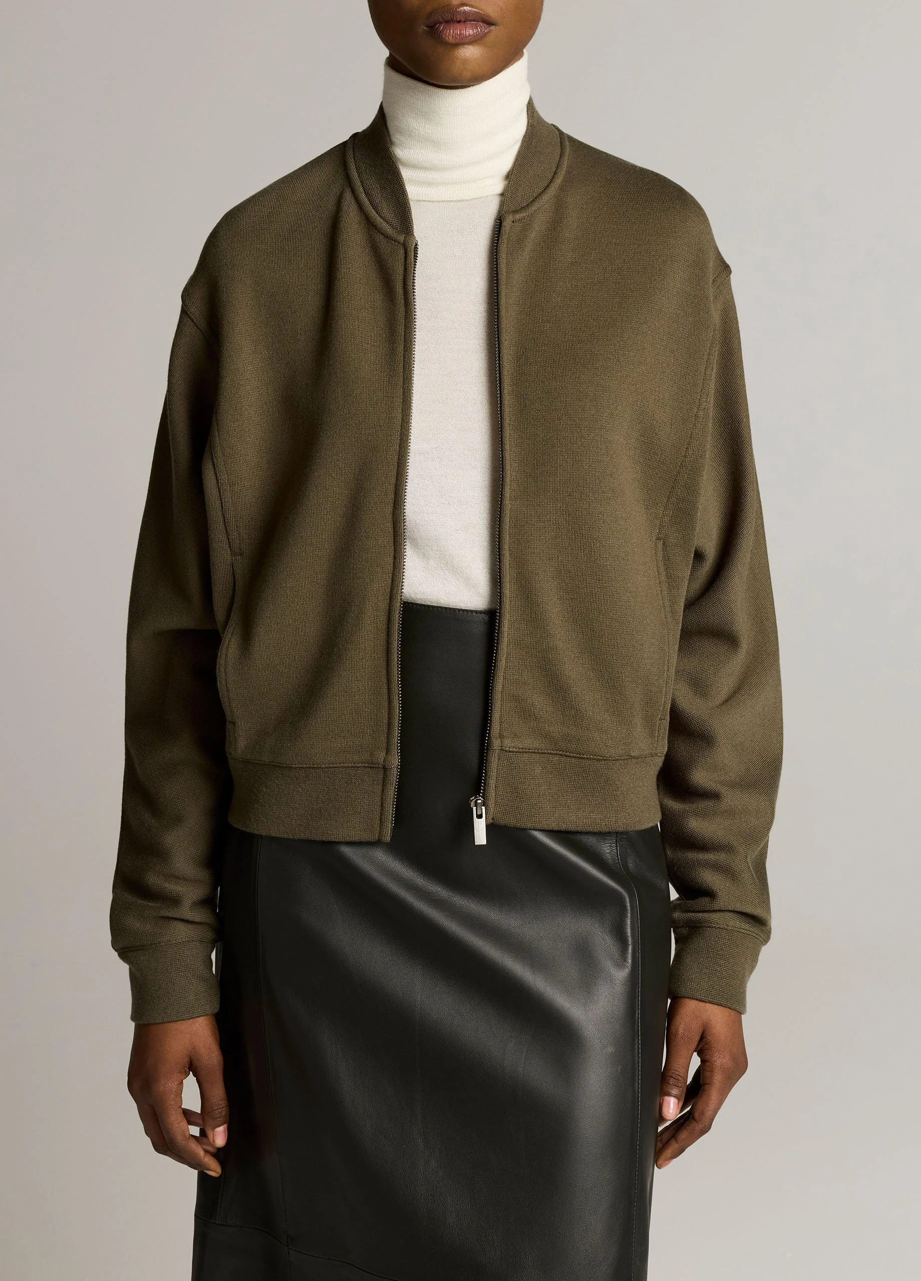 Ponte Knit Bomber Jacket - 1