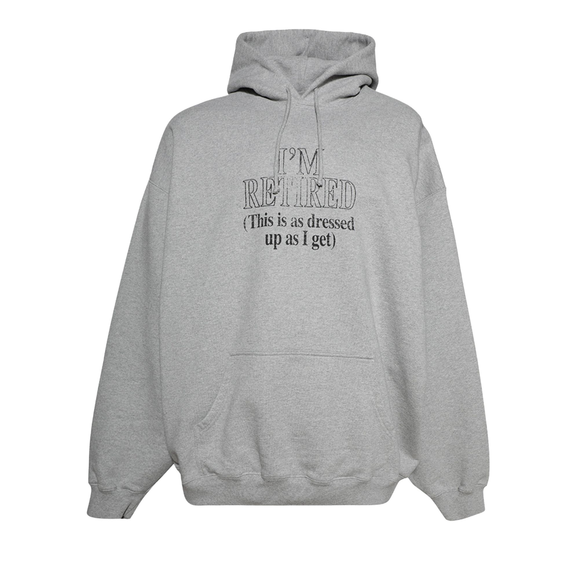 Vetements I'm Retired Oversized Hoodie 'Grey Melange' - 1