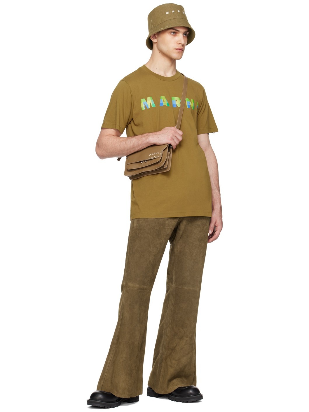 Brown Five-Pocket Leather Pants - 4