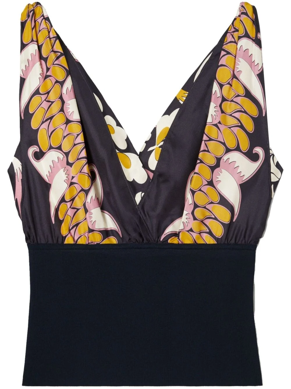 floral-print silk sleeveless top - 1
