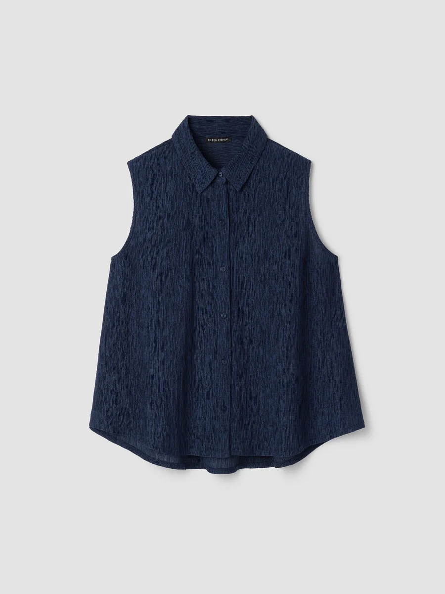 Woven Plissé Sleeveless Shirt - 1