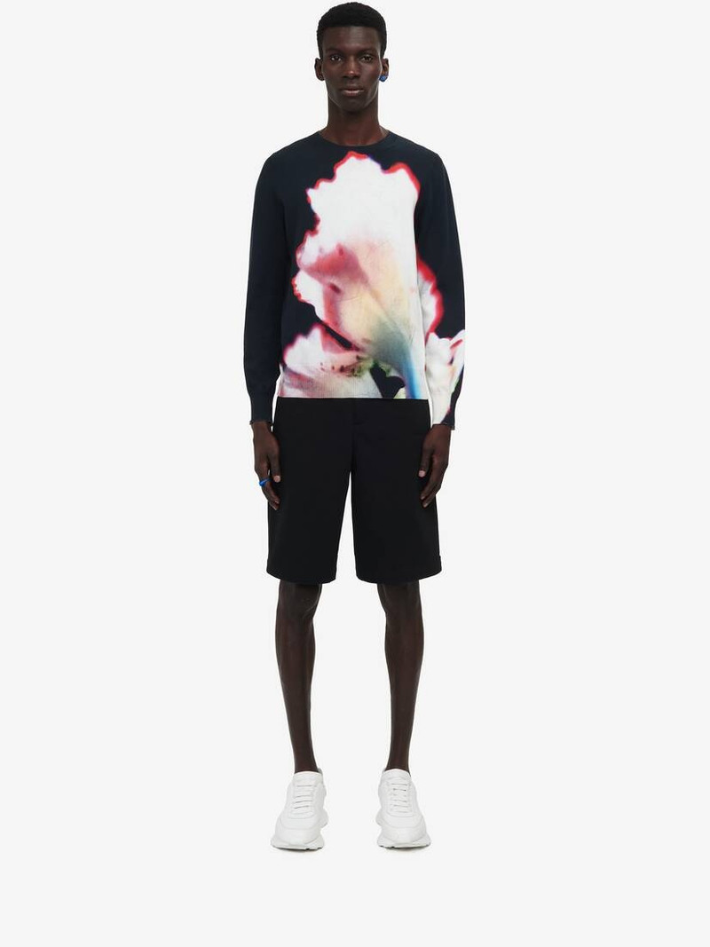 Alexander McQueen Men's Solarised Flower Jumper in Black/multicolor outlook