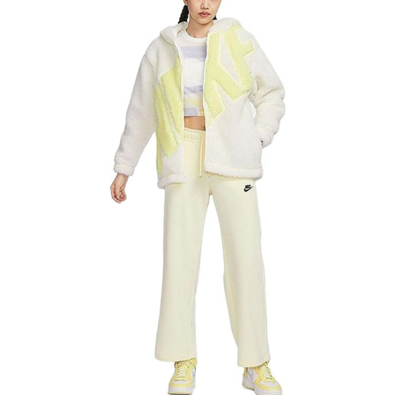 Nike (WMNS) Nike Logo Sherpa Jacket 'White Yellow' FB8696-133 outlook