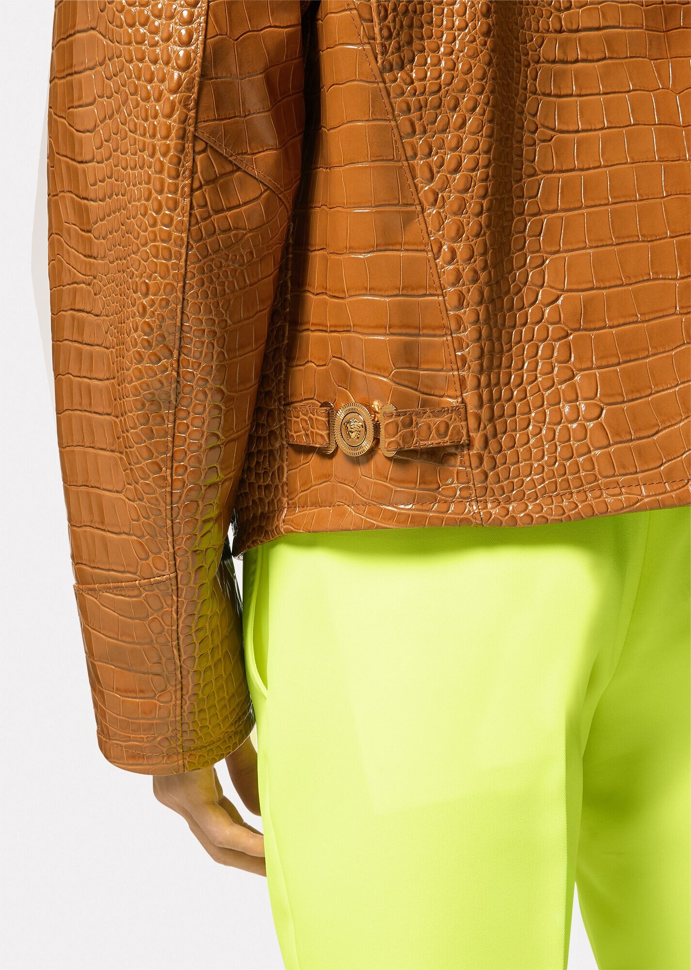 Croc-Effect Leather Blouson Jacket - 5