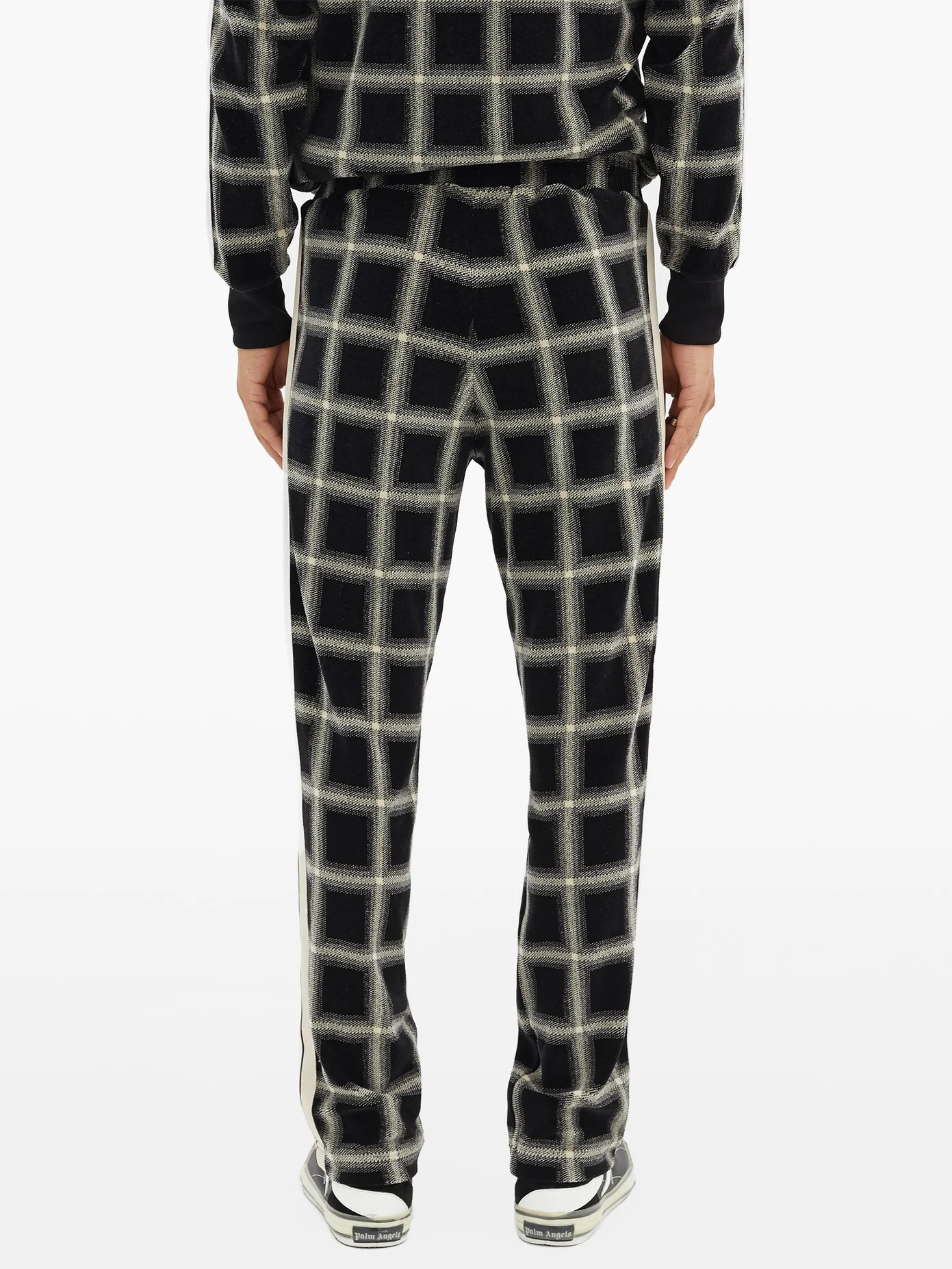 Logo-print checked-velour track pants - 5