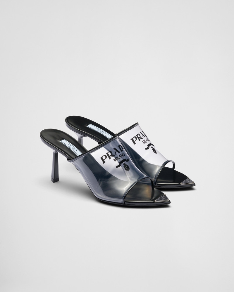 Prada Logo-print Plexiglas high-heel slides outlook