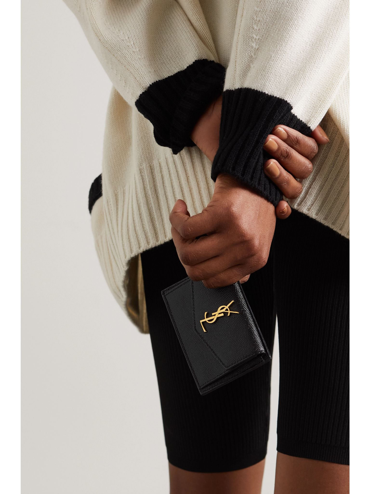 Uptown textured-leather cardholder Black - 2
