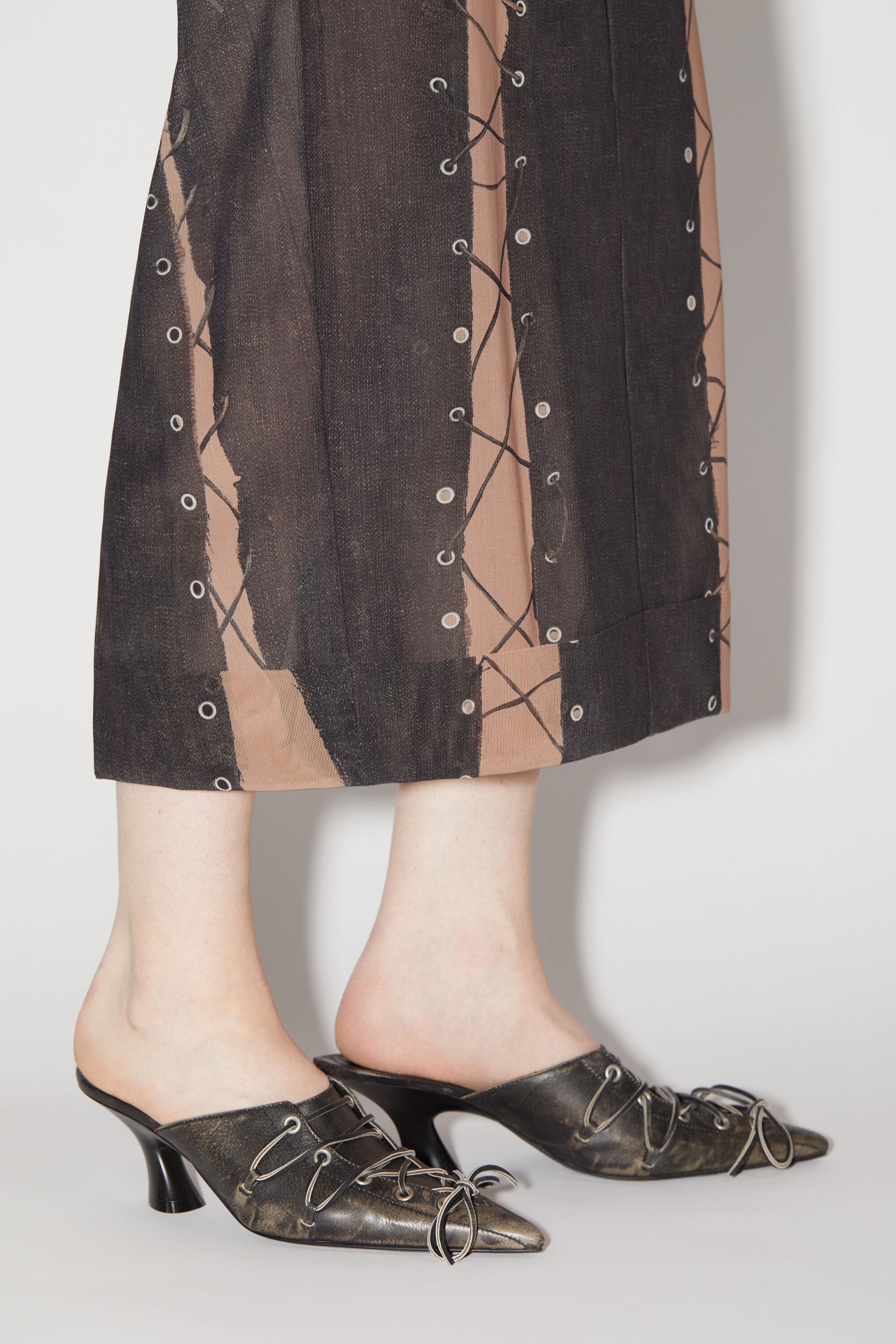 Trompe l'oeil skirt - Dark brown/beige - 4