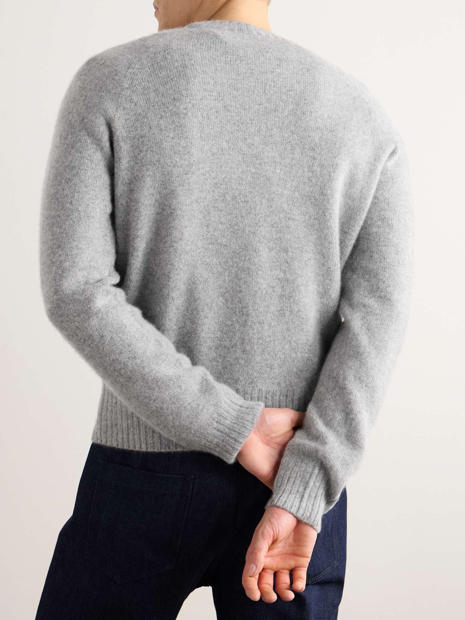 Slim-Ft Logo-Embroidered Brushed-Cashmere Sweater - 4