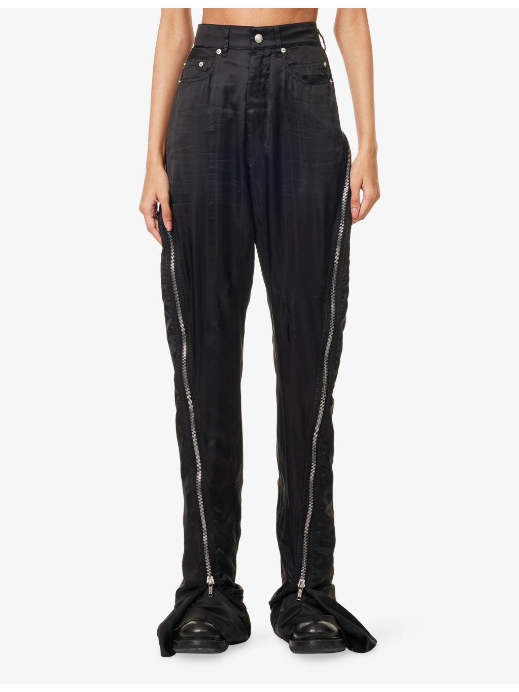 Bolan Banana Zipped Leather Trousers - 3