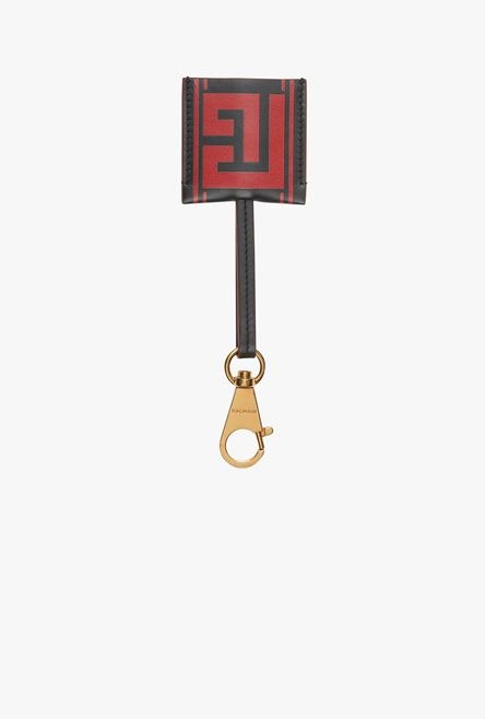 Bicolor red and black leather Chinese New Year key chain - 1