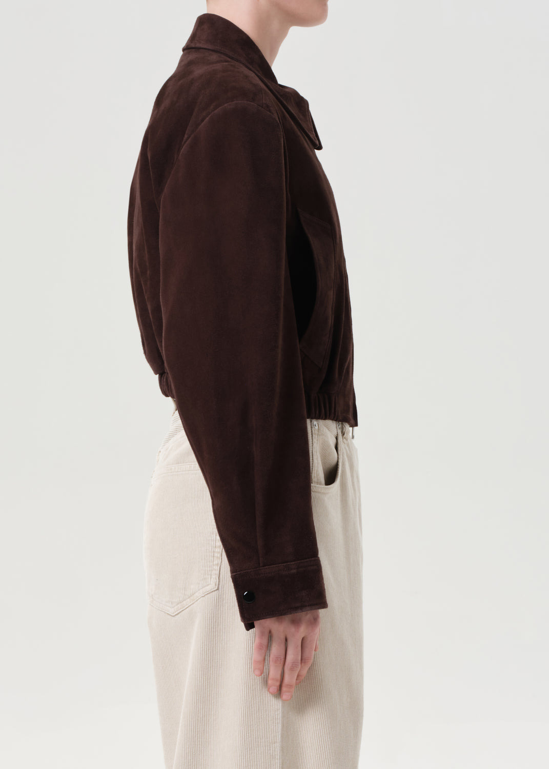 NAHLA CROPPED SUEDE JACKET IN ROOT - 3