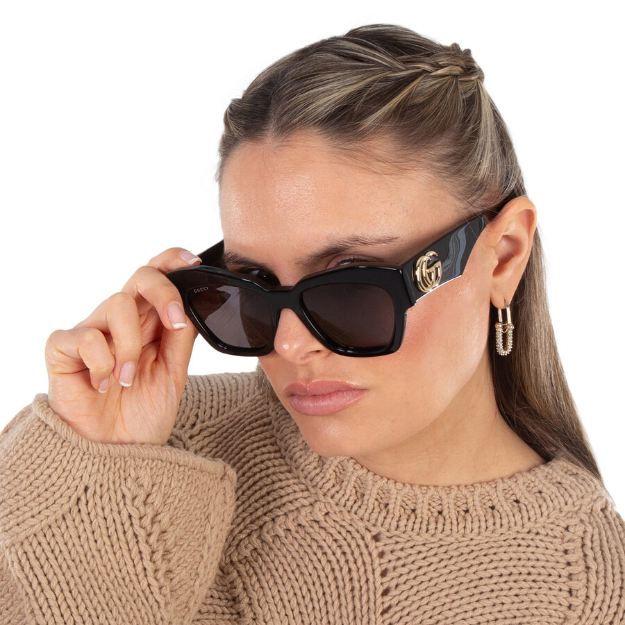 Gucci Grey Cat Eye Ladies Sunglasses GG1422S 001 55 - 2