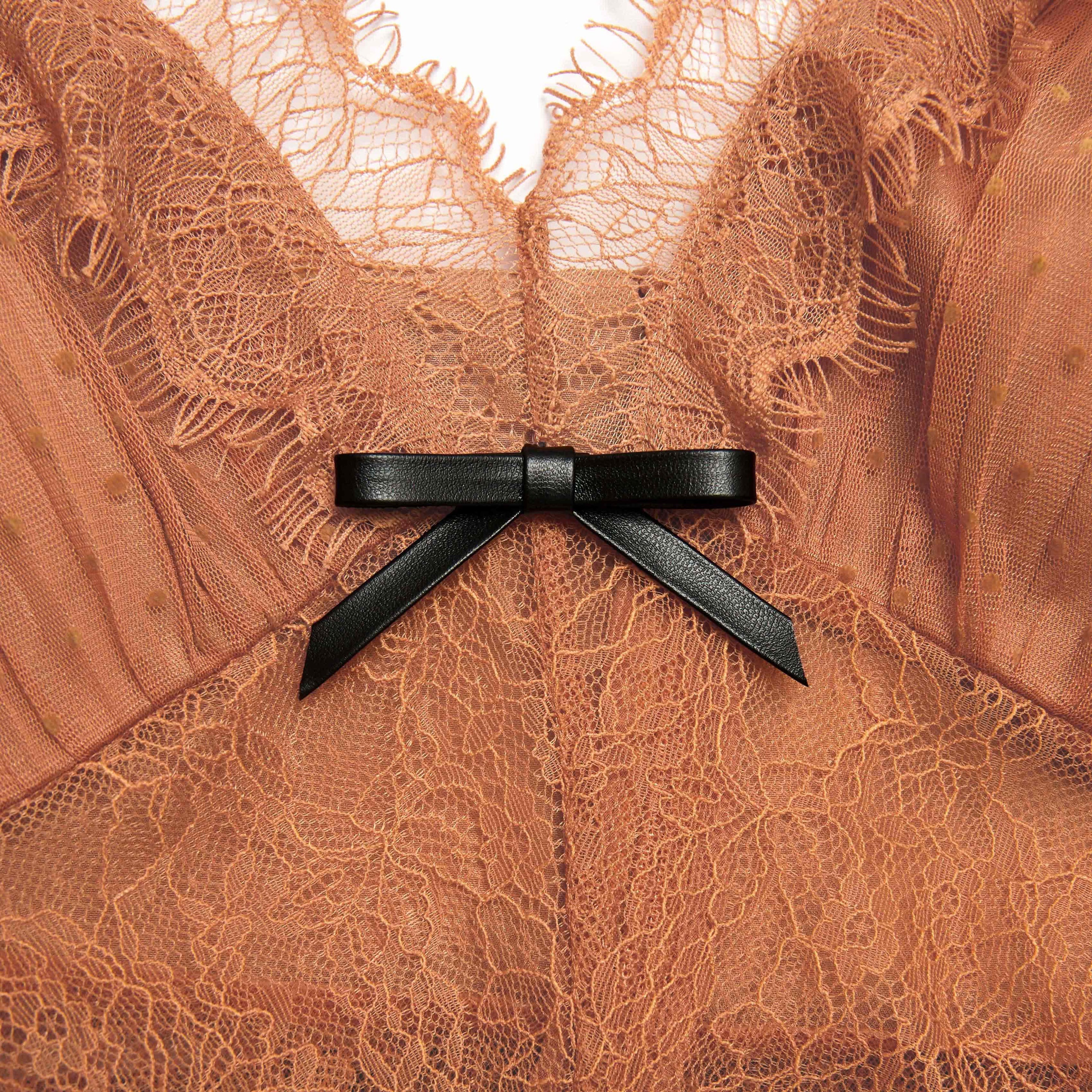 Tan Dot Mesh Bodysuit - 5