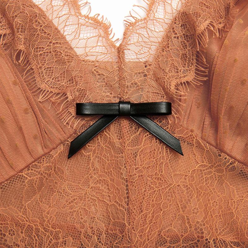 Tan Dot Mesh Bodysuit 5