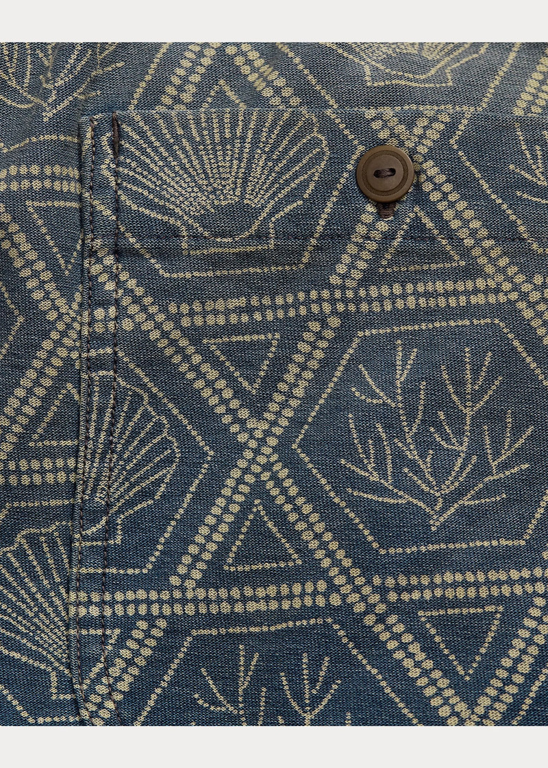 Indigo Shell-Print Jersey Short 3