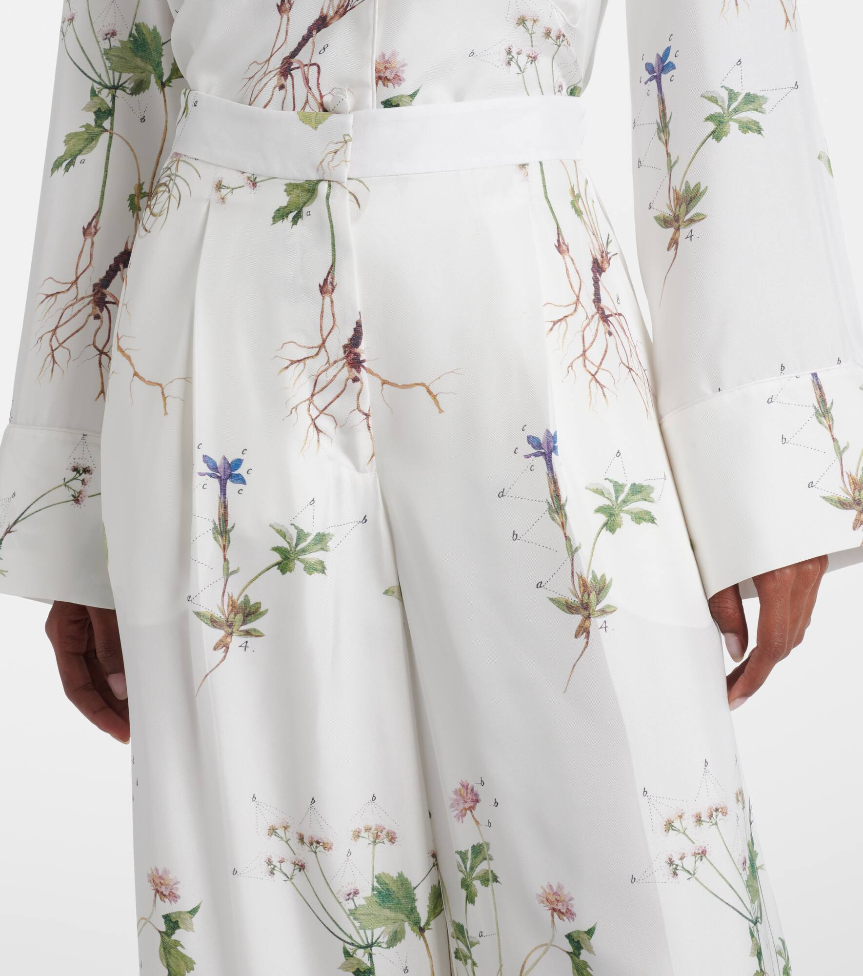 Floral printed silk wide-leg pants - 4
