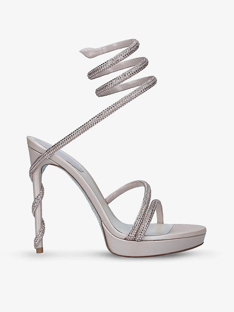 Cleo crystal-embellished leather heeled platform sandals - 1