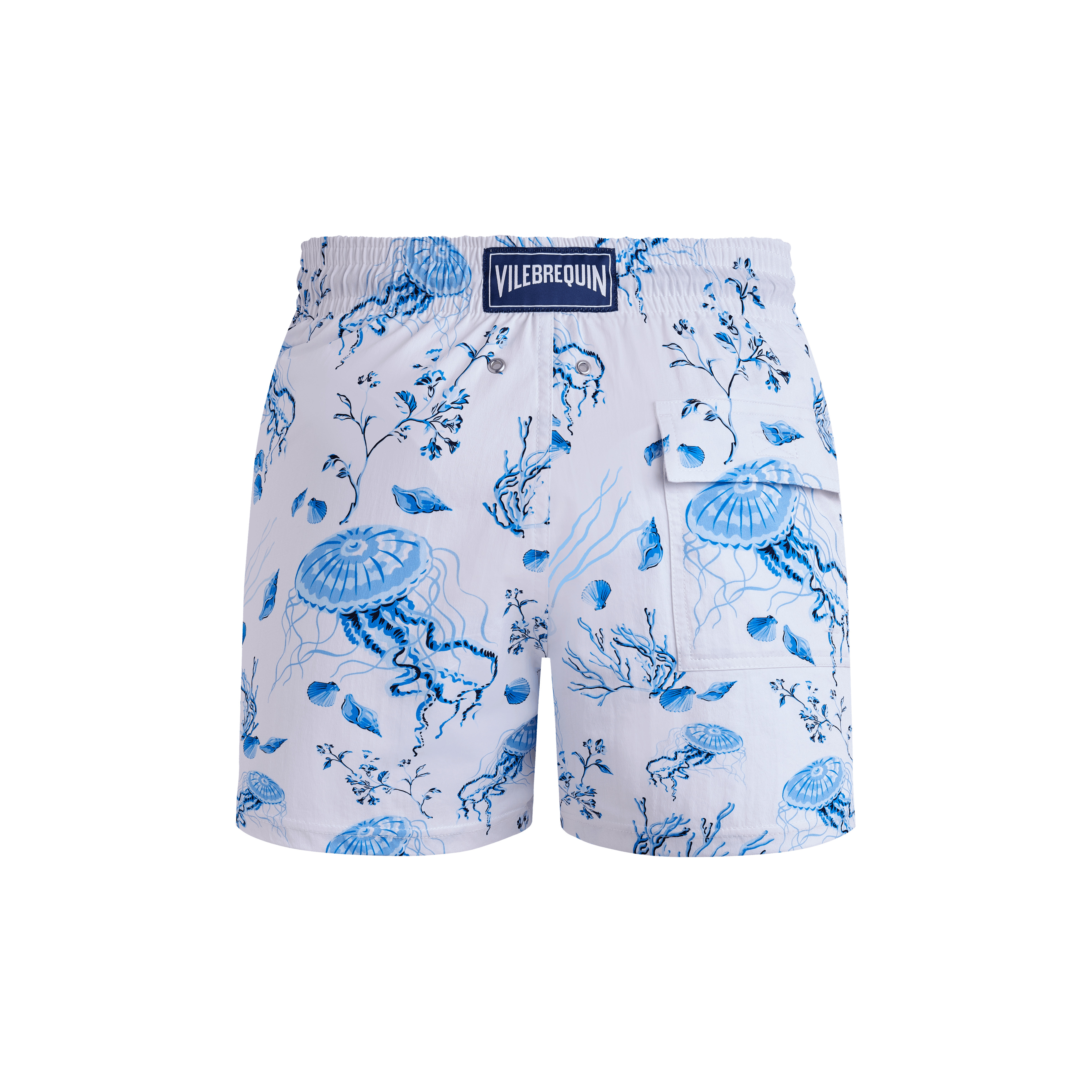 Men Stretch Short Swim Shorts Medusa and Shells - 2