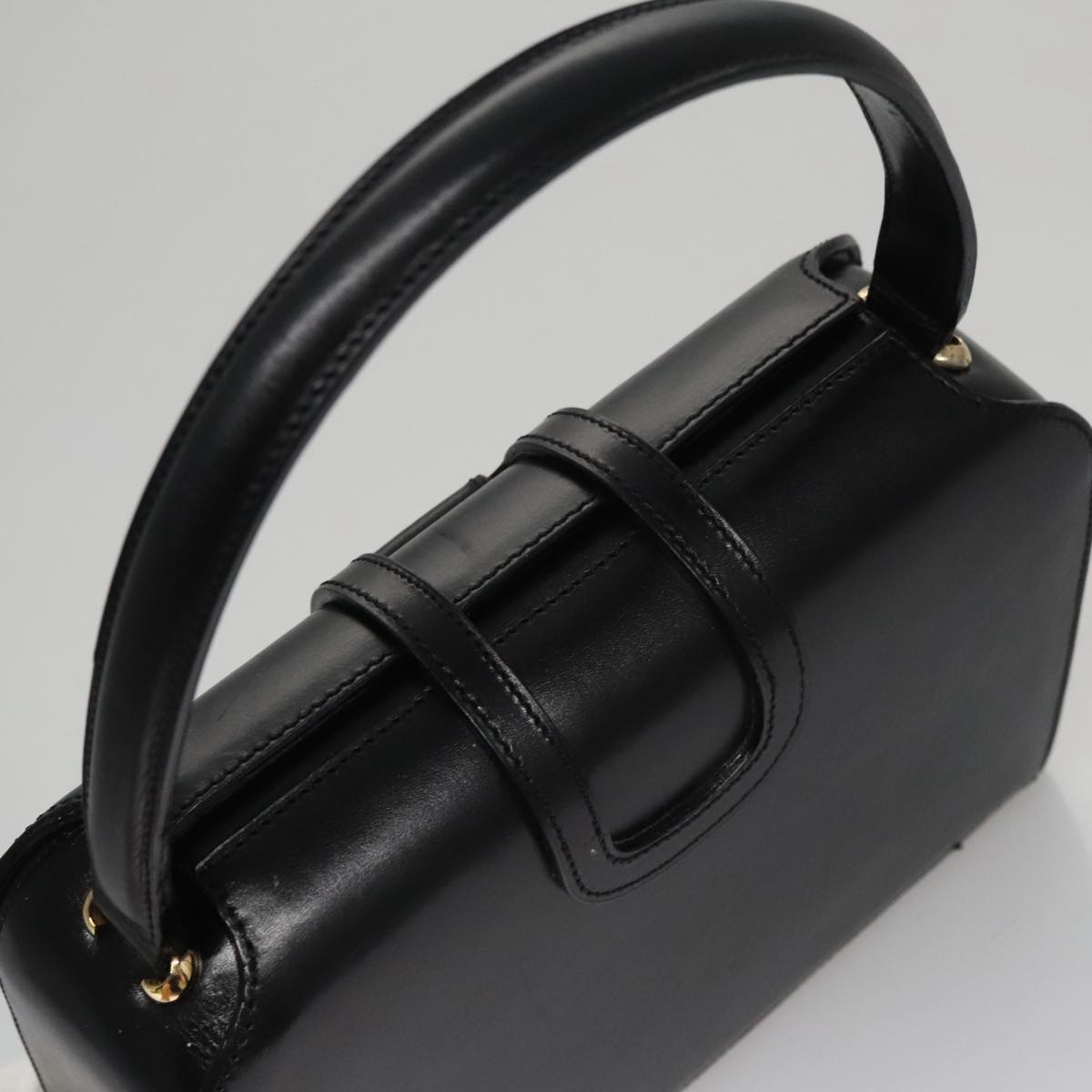 CELINE Hand Bag Leather Black Gold - 6