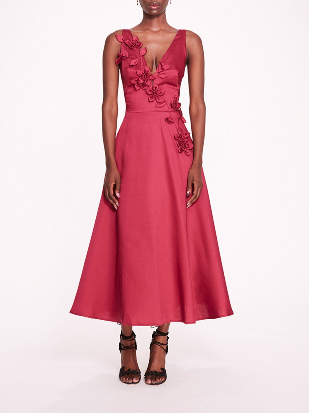 FLORAL MIKADO MIDI DRESS - 1