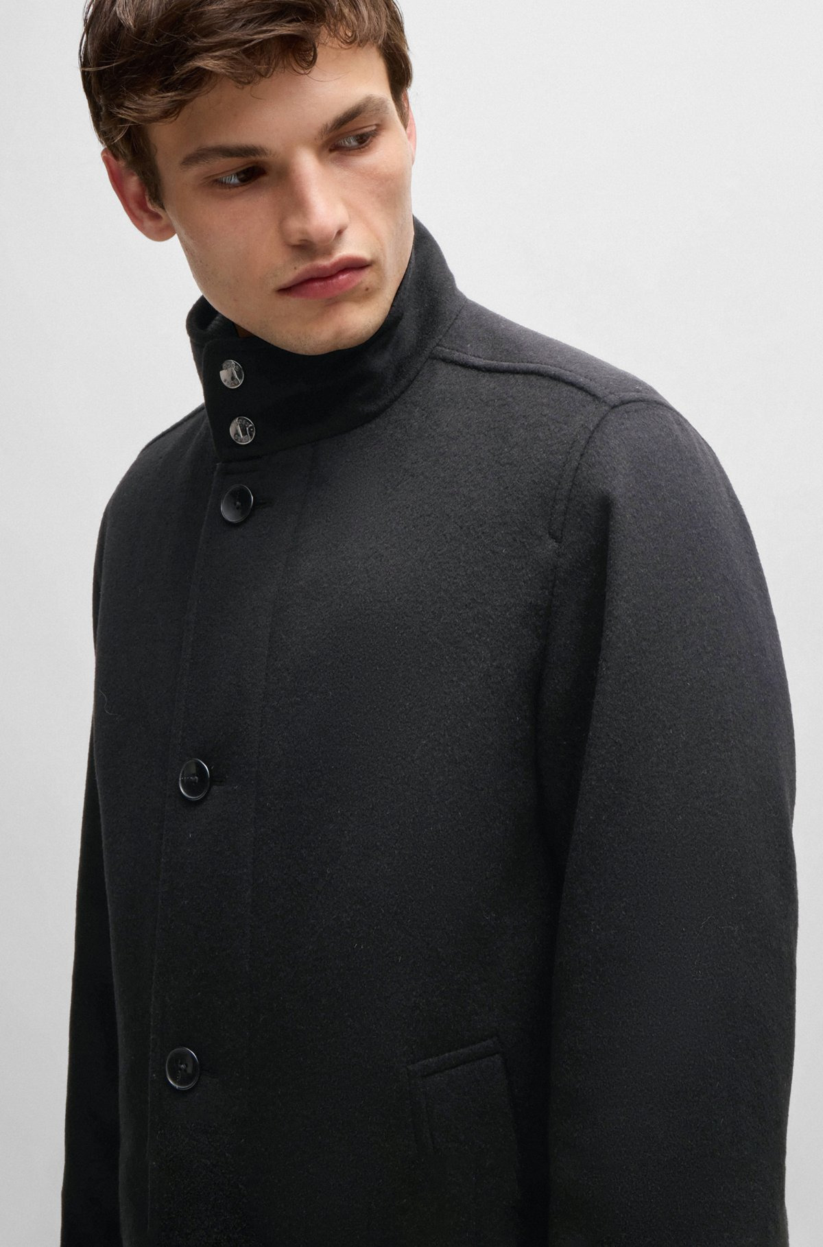 RELAXED-FIT SHORT COAT IN WOOL AND CASHMERE - 3