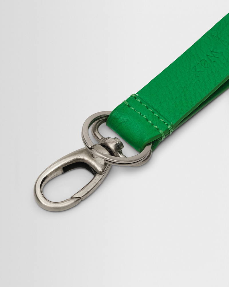 Wax London Boston - Bright Green Grain Leather Keyring outlook