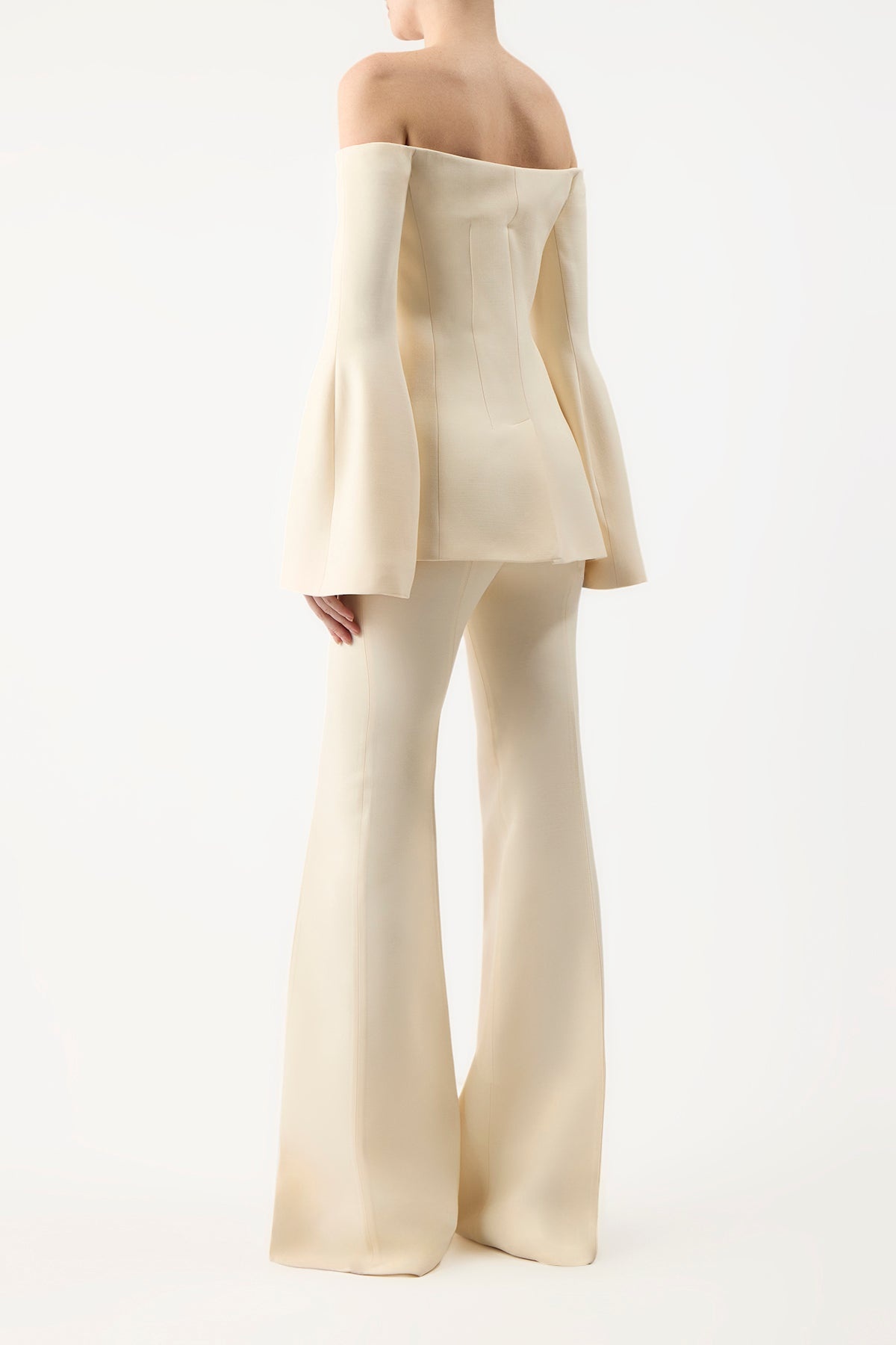 Rhein Pant in Ivory Silk Wool - 4