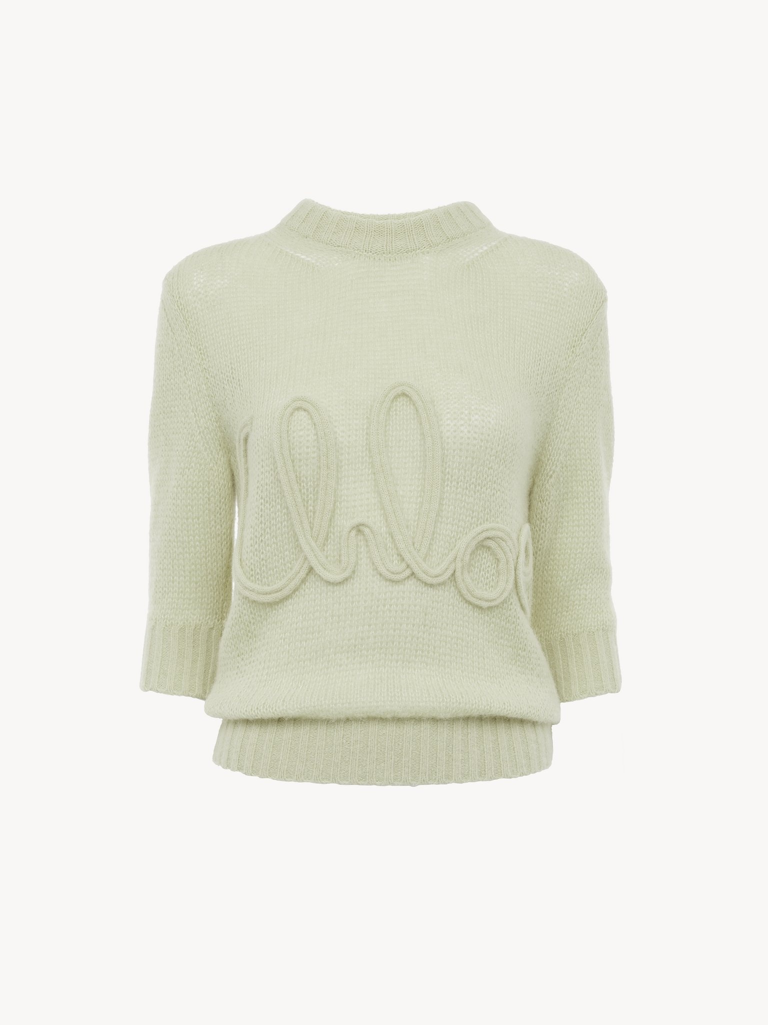 ELBOW-SLEEVE LOGO SWEATER IN ALPACA WOOL & SILK KNIT - 2