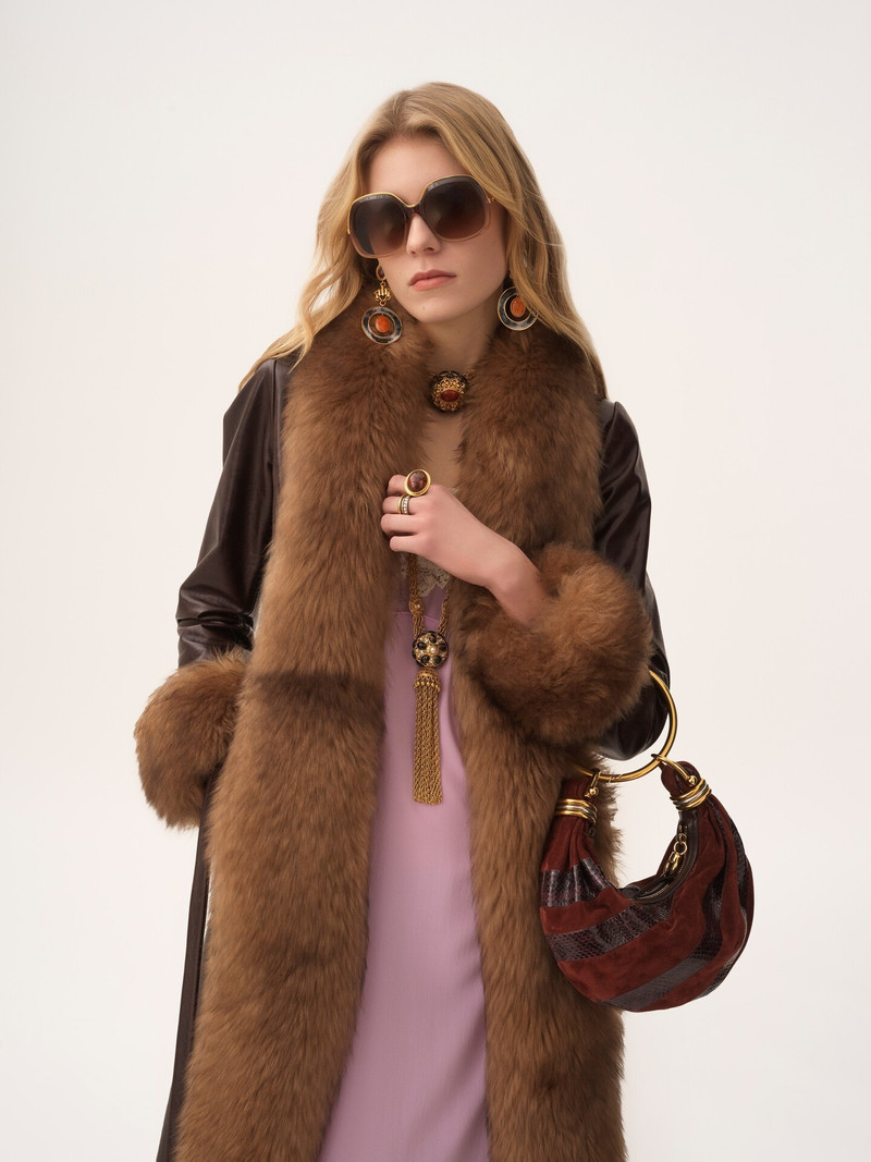 Chloé MINI BRACELET HOBO BAG IN SUEDE LEATHER & SNAKESKIN outlook