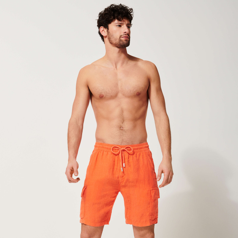 Vilebrequin Men Linen Bermuda Shorts cargo pockets outlook