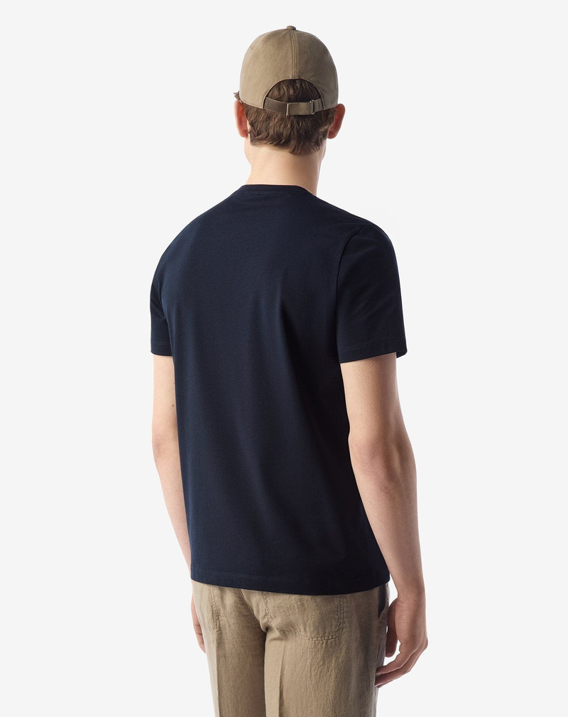 Navy blue crew neck stretch cotton t-shirt 3
