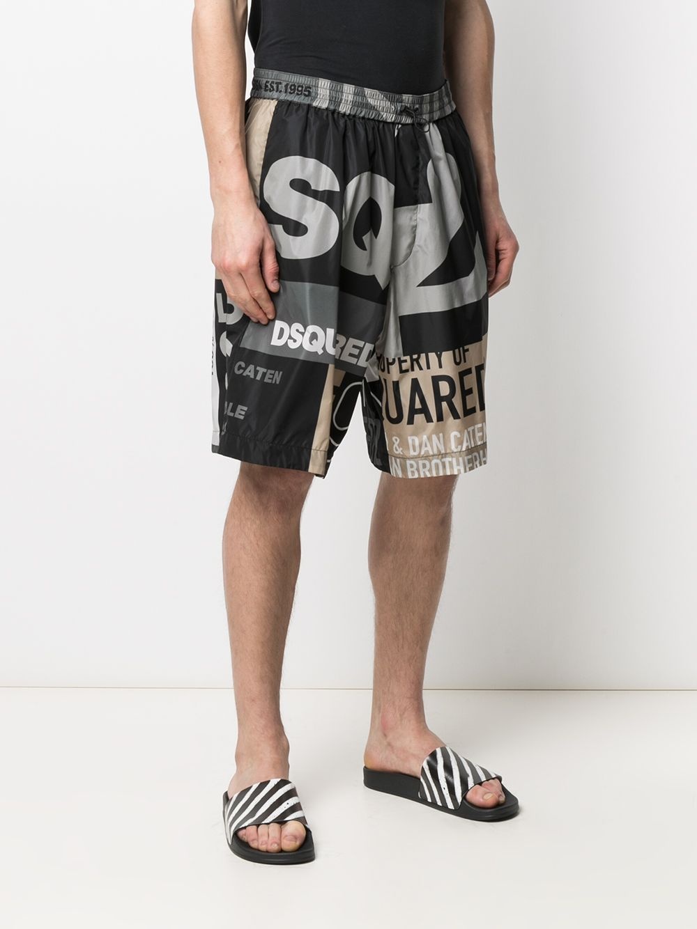 logo-print track shorts - 3