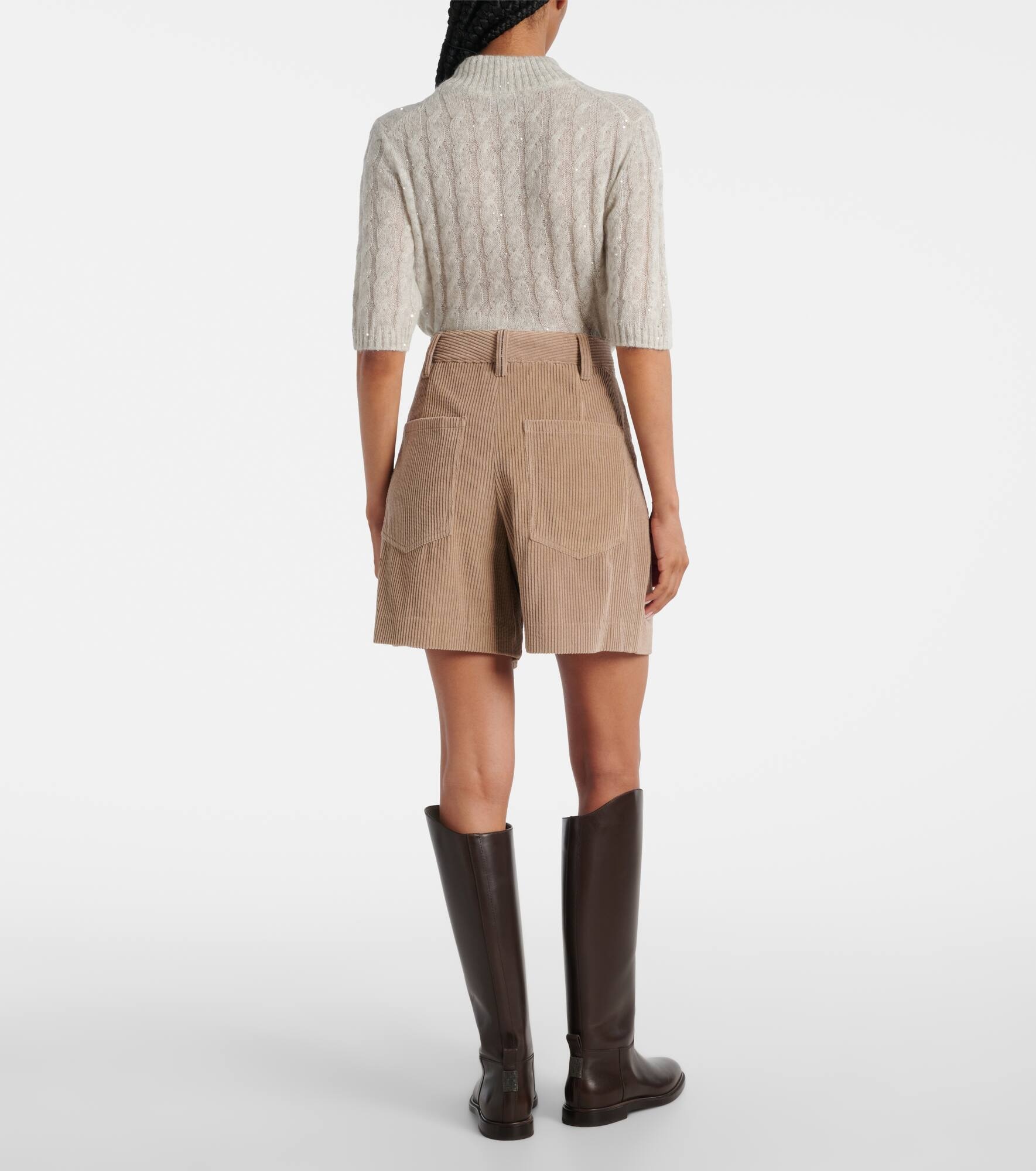 High-rise cotton corduroy shorts - 3