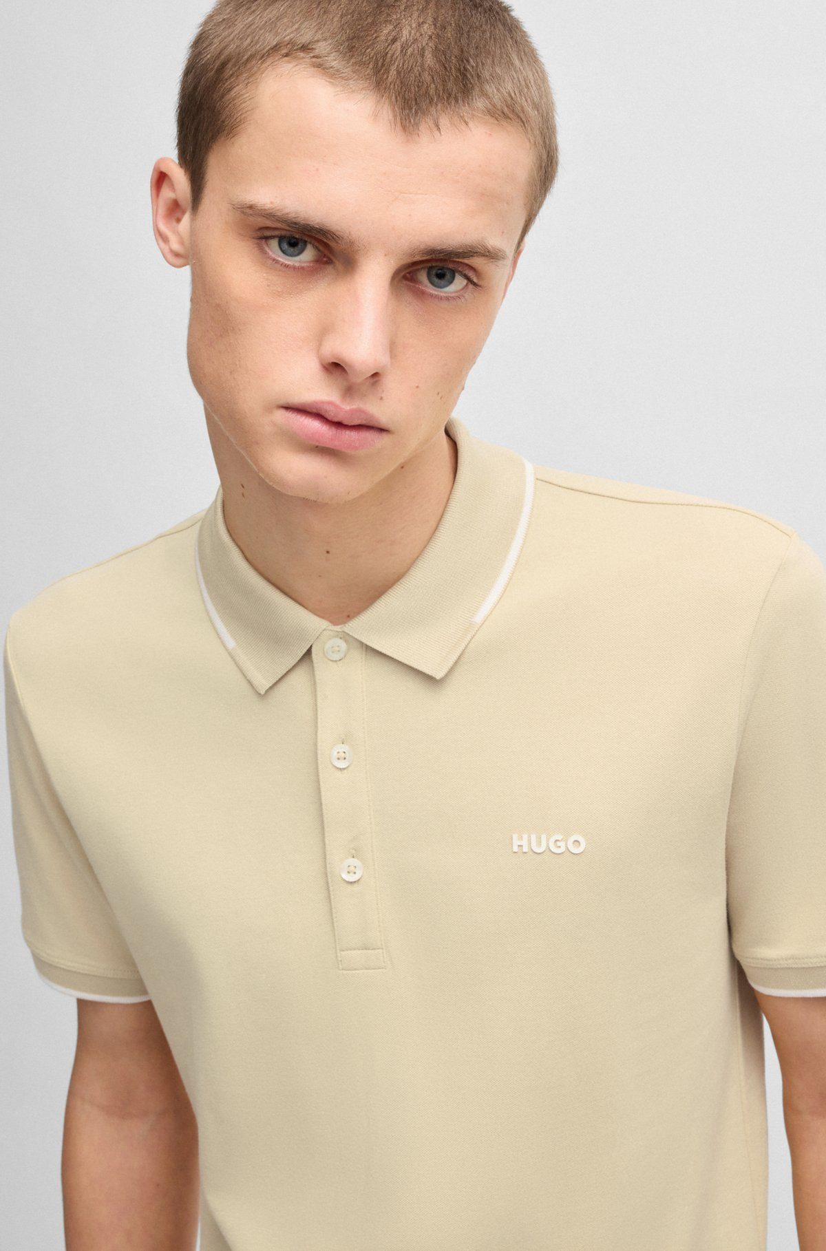 STRETCH-COTTON SLIM-FIT POLO SHIRT WITH PRINTED LOGO - 3