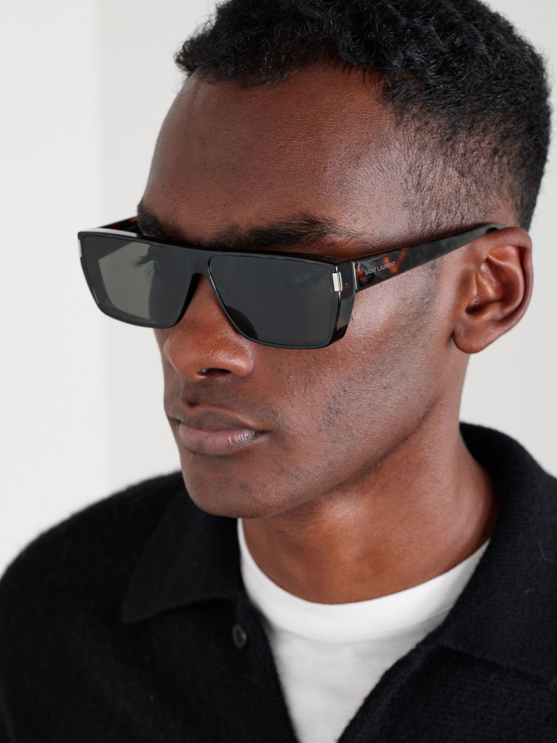 SAINT LAURENT Rectangular-Frame Tortoiseshell Acetate Sunglasses Tortoiseshell outlook